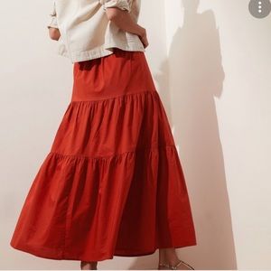 Banana Republic Tiered Poplin Maxi Skirt Size Small